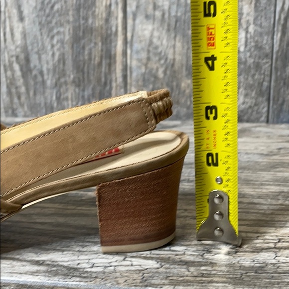 Wild Pair Boho Leather Slip On Basketweave Mule Heels Tan 7.5B - Picture 10 of 15